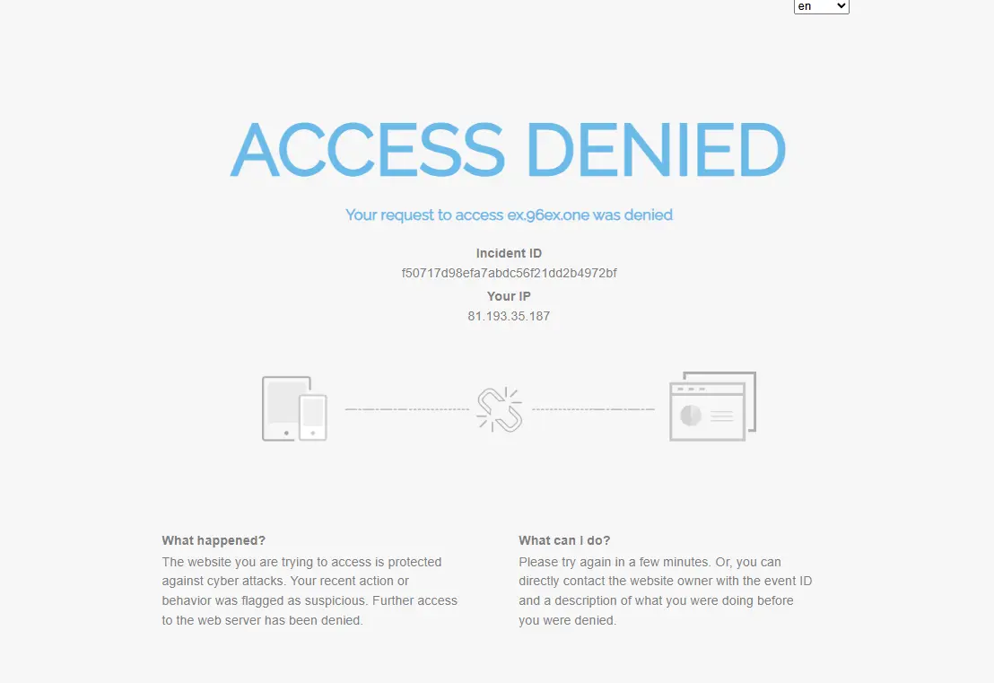 Mensagem de erro Access Denied ao tentar aceder à Orbit Exchange