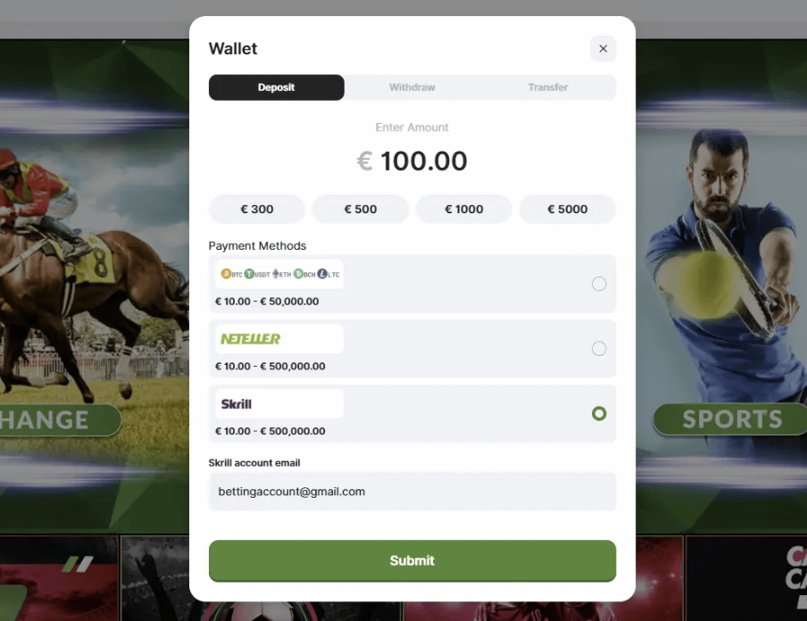 Interface da BFB247 — plataforma de apostas profissional com acesso à Orbit Exchange
