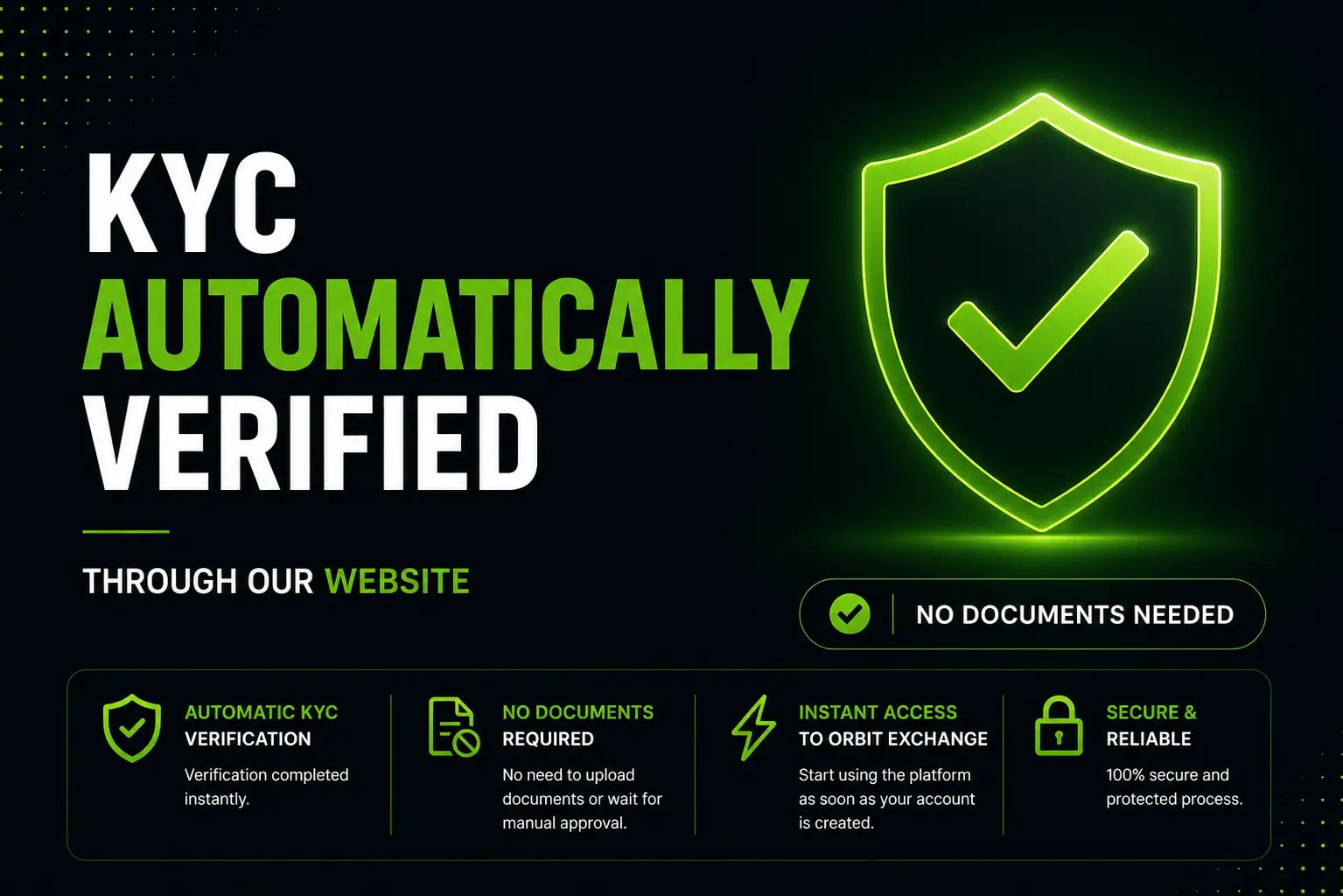 Automatic KYC verification BFB247-96EX — instant access to Orbit Exchange, no documents required