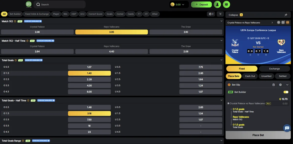 Bet Builder de acumuladores y acca bets del Sportsbook BFB247