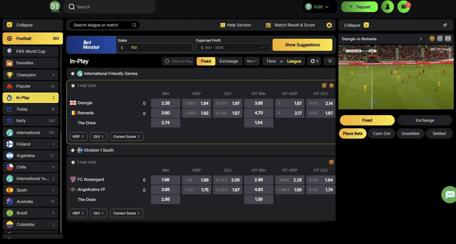 96EX BFB247 Sportsbook — Live betting with integrated game streams and In-Play