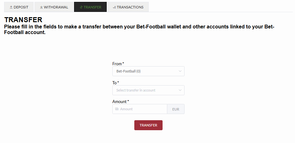 Transferir fundos da Bet-Football para a Orbit Exchange