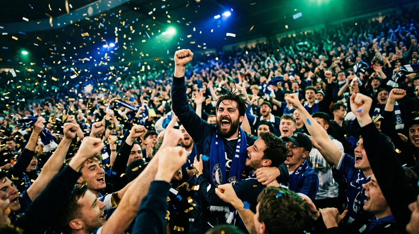 Football fans celebrating victory - open your Orbit Exchange account today