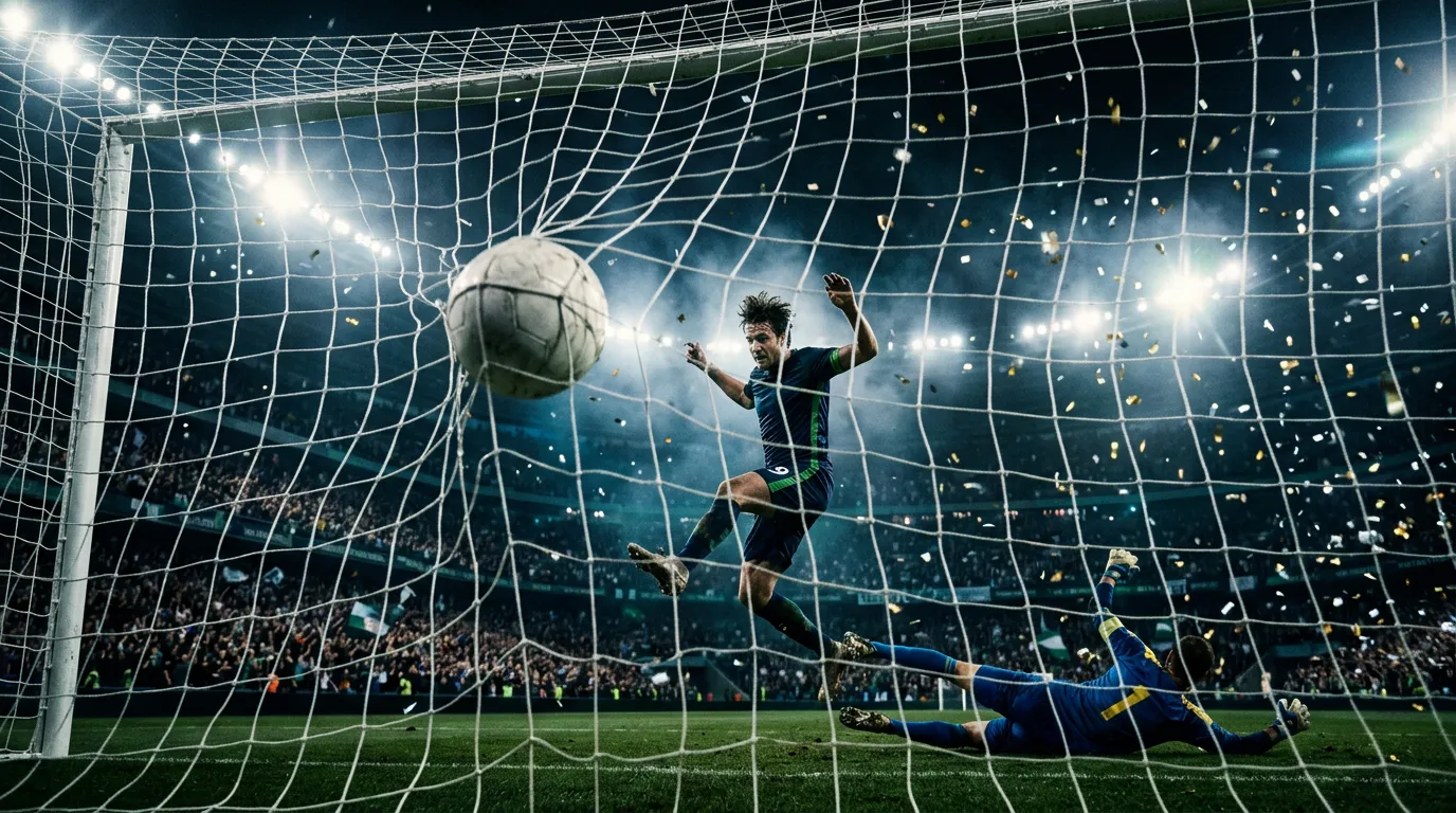 Jogador a marcar golo - lucra com trading na Orbit Exchange e BFB247-96EX