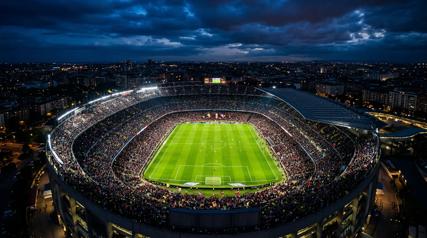 Aerial view of football stadium - professional trading on Orbit Exchange